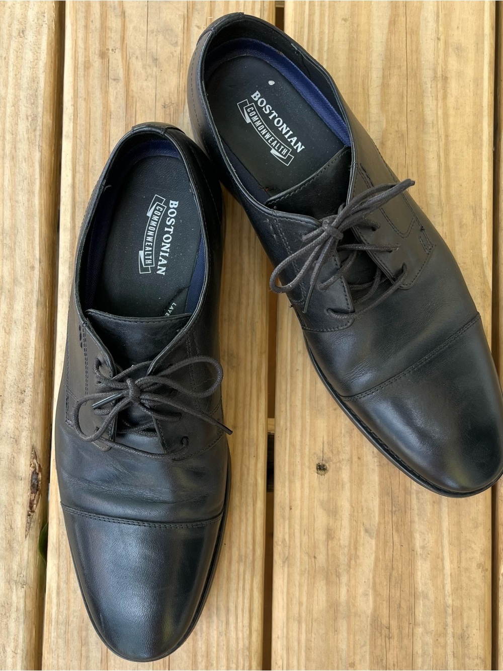 Bostonian Black Lace-Up Cap-Toe Oxfords